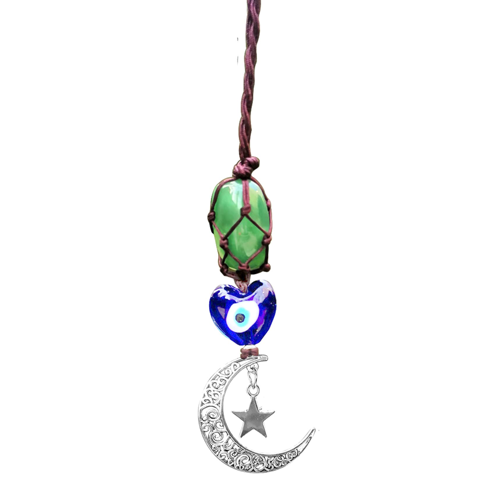 Blue Evil Eye Green Aventurine Cute Car Hanging Accessories for Women and Men, Hanging Car Interior Charm Decor with Moon and Star