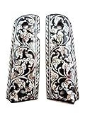 Mother of Pearl Inlay 1911 Grips fit with S&W Colt Kimber Springfield Black Flower