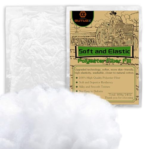 BUTUZE Polyfill-Füllung, 400 g, weiß, Premium-Faserfüllung für Handwerk, hohe Widerstandsfähigkeit, Häkelfüllung, Füllung für Stofftiere, Baumwollschl