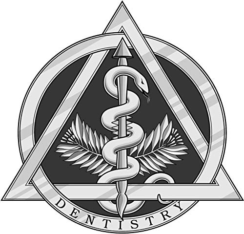 Cool Professional Dentistry Career Badge Cartoon Vinyl Sticker (8" Wide, Silver)