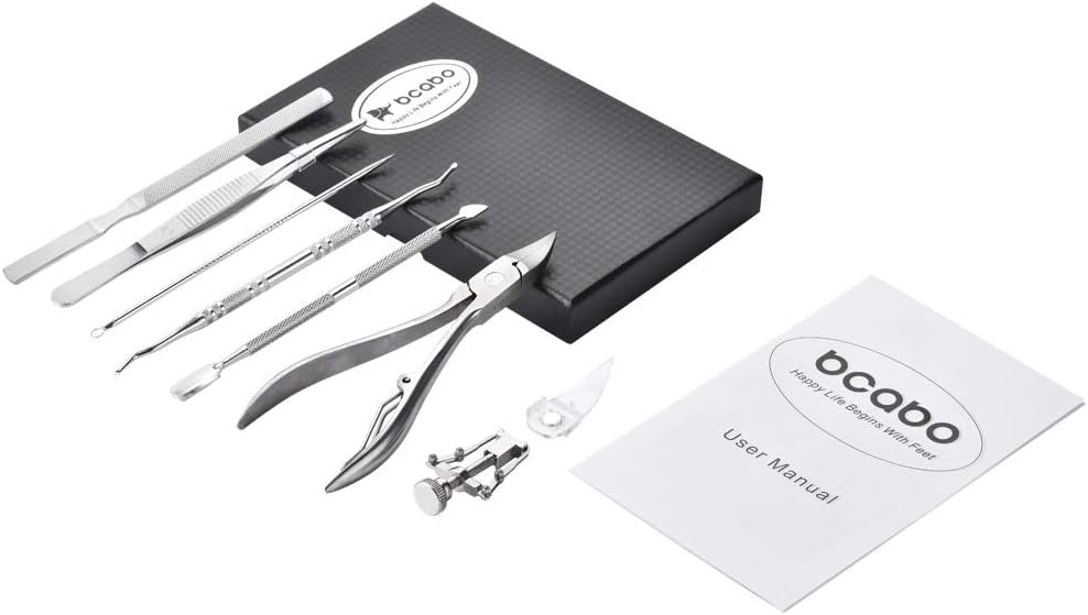 Bcabo Upgraded 8Pcs/set Ingrown Toenail Tools Kit, Premium Nail Treatment Foot Tool, Ingrown Toenail Removal Correction Clippers, Surgery Grade Ingrown Toe Nail File Lifter, Professional Pedicure Tool: Health & Personal Care