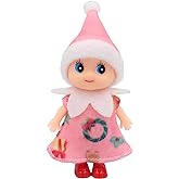WULEEUPER Tiny Baby Elf Dolls | Christmas Miniature Elf Decoration | Newborn Gift | Baby Grow Girl and Boy Dolls (Pink Dress)