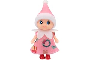 WULEEUPER Tiny Baby Elf Dolls | Christmas Miniature Elf Decoration | Newborn Gift | Baby Grow Girl and Boy Dolls (Pink Dress)