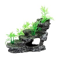 XAUIIO Aquarium Fish Tank Mountain View Stone Decoration, Resin Moss Tree Rock Cave Ornament(A)