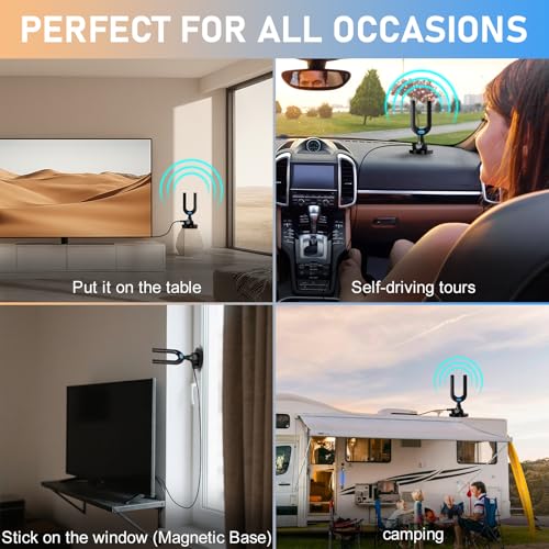 2026 TNT HD Powerful Indoor TV Antenna, Powerful Magnetic Base Indoor HDTV Antenna with High Gain Signal Amplifier, Compatible with 4K 1080P TV, with 27ft Coaxial Cable