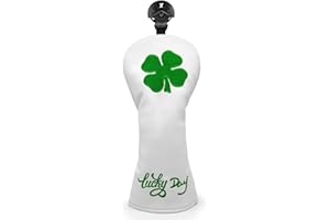 Montela Golf Club Covers Lucky Clover Golf Driver Covers Fairway Wood Head Cover Hybrid Headcover Leather 3 Wood Headcovers G