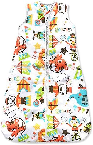 Kiddy Kaboosh Baby Sleeping Bag - Circus Time - Summer Weight, 1.0 Tog, Size 12-36 Months - Adjustable Length.