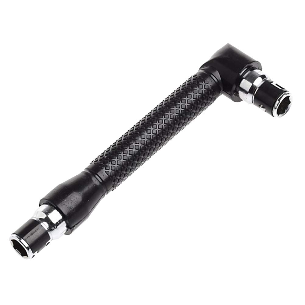 OUNONA Double-Headed L-Shaped Socket Wrench Extension Handle Screwdriver 1/4'' Hex Shank 90 Degree Right Angle Screwdriver Adapter (Black)
