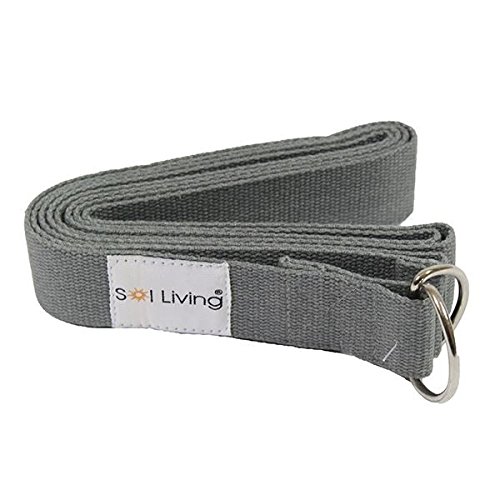 Sol Living Yoga Strap - 8 Foot Organic Cotton Stretch Band With D-Rings