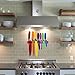 Chefcoo Kitchen Knife Set Plus Magnetic Strip and Sharpener One Cutlery Knives-Best Color Cooking Gadgets-Includes Cheese, Pizza, Paring, 14.5 x 10.9 x 1.5 inches, Red, Yellow, Blue, Green, Pink