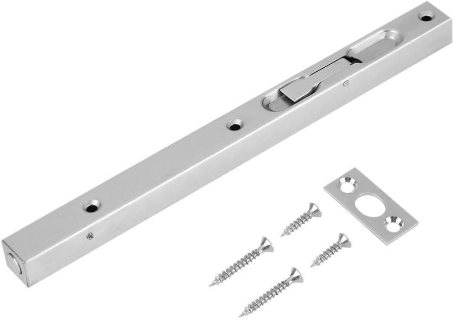 Zerodis Door Latch Bolt 304 Stainless Steel Door Flush Lock Security Lever Action Gate Latch Bolt with Strike and Screws (10inch)