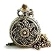 Tirio Bronze Skeleton Floral Quartz Pocket Watch Steampunk Watch Women Pendant Necklace and Gift Box