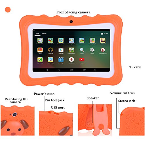 【UPGRADED】 TUFEN Tablet for Kids, 7' HD Eyes-Protection Screen with Silicone Bumper (1GB RAM + 8GB ROM, Android 6.0, Playstore, Youtube, Netflix, PARENT-CONTROL IWAWA, Wireless Internet) (Q768 Yellow)