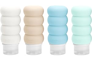 MO4TRAVEL Travel Bottles for Toiletries, TSA Approved Travel Size Containers BPA Free Leak Proof Refillable Liquid Silicone Squeezable Travel Accessory for Shampoo Conditioner with clear bag - 4 Pack, 3.4 oz