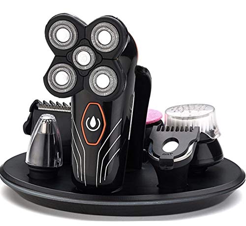 5 in 1 Grooming Kit For Men Cordless 4D Electric Head Shaver with Sideburns Knife, Head Hair Trimmer, Nose and Ear Trimmer, Facial Cleansing Brush and Soft Face Sponge - Thumbnail 5
