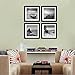Black Framed Art Wall Decor - 4 Panels Beach Stone Boat Bridge Theme Landscape Sea Wall Art Canvas Prints Contemporary Black Frames Paintings for Home Decorations