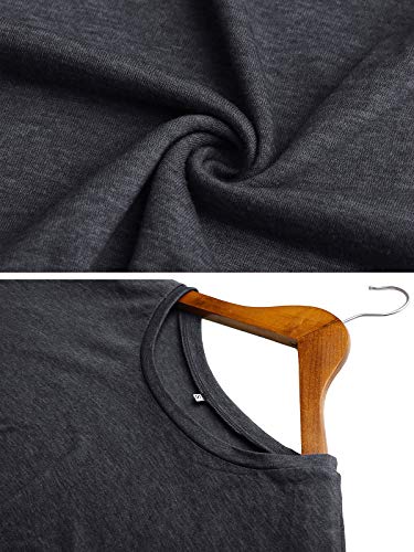 Women\'s Button-Down Pleated T-Shirt Round Neck Tops Casual Tunics Long Sleeve Blouse Grey XL