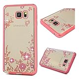 Galaxy Note 5 Case,Samsung Galaxy Note 5 Case - Shock-absorption Electroplating Transparent Soft TPU Ultra-thin Slim Fit with Bling Sparkling Shiny Diamonds Anti-scratch Cover by Badalink - Pink