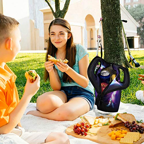 Naanle Galaxy Unicorn Insulated Zipper Lunch Bag Cooler Tote Bag for Adult Teen Men Women, Animal Unicorn Lunch Boxes Lunchboxes Meal Prep Handbag