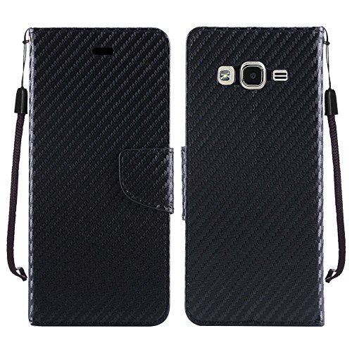 image for Express Wireless Tempered Glass+PU Leather Flip Wallet Carbon Fiber Te