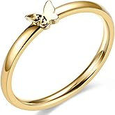 Jude Jewelers Stainless Steel Classicl Dainty Plain Butterfly Charm Promise Engagement Statement Ring