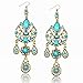 Long Crystal CZ Teardrop Vintage Copper Eardrop Hook Dangle Earrings