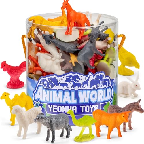 Mini Farm Animal Figurines with Gift Box, 60 Pcs Realistic Tiny Plastic Animal Toys for Toddlers, Farm Themed Party Decoration, Christmas Easter Thanksgiving Favors, Birthday Gifts, Cupcake Topper