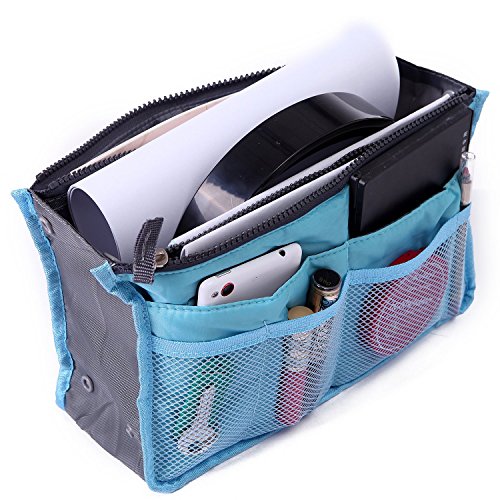 Focussexy Handbag Organizer Multi Pocket Purse Tote Sky Blue