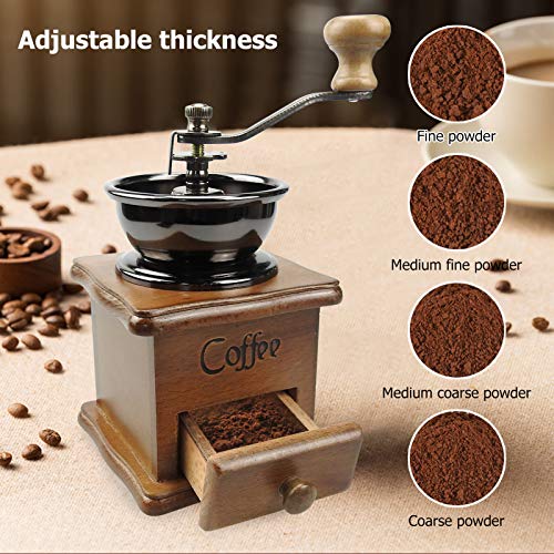 Manual Coffee Grinder, Vintage Style Wooden Hand Grinder Hand Coffee