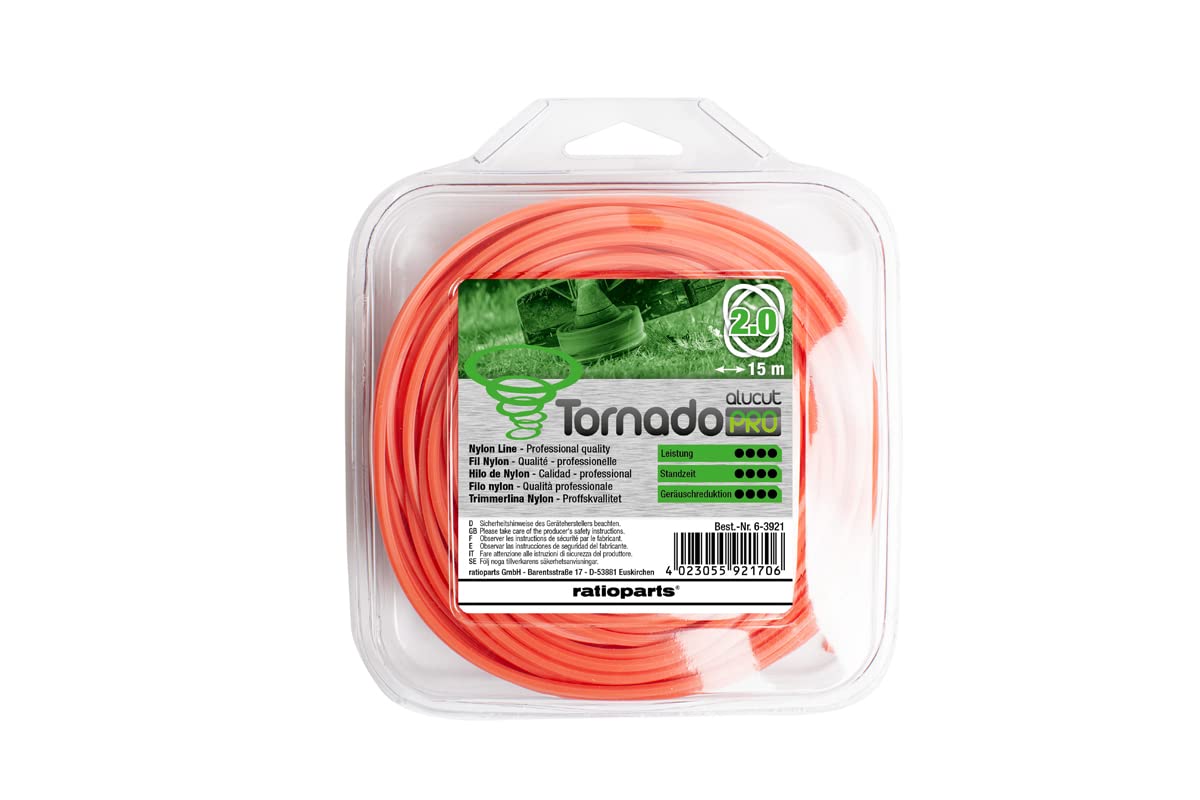 Ratioparts 006,3921 Nylon Thread 2.0 mm Tornado Alu-Cut 15 m Trimmer Line Orange