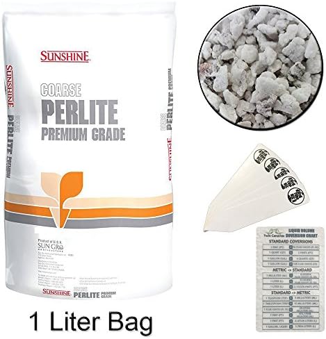 SUNGRO HORTICULTURE SUNSHINE PERLITE #3 + TWIN CANARIES CHART & STAKES - 1 LITER BAG