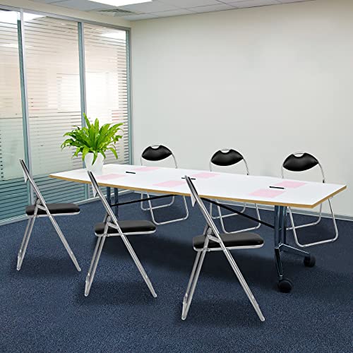 Homefun 6-Pack Folding Chairs With Padded Seat - Portable Foldable Chairs Steel Frame Ready To Use Dining Chairs