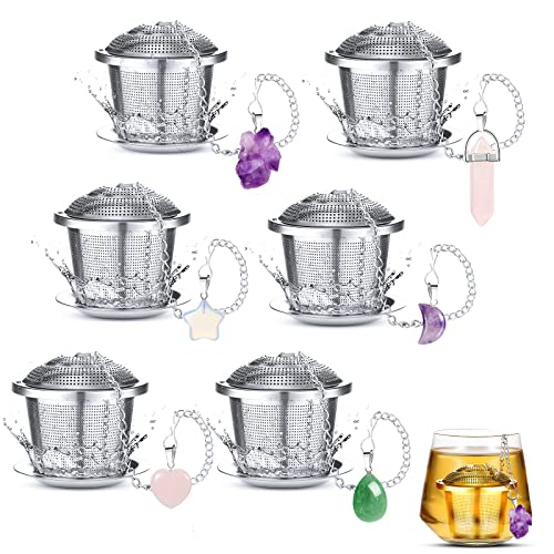Vesici 6 Sets Loose Leaf Tea Infusers Stainless Steel Steeper Ball for Loose Tea Holder Mesh Strainer Filters with Drip Trays and Pendant - Used condition - US$17.84