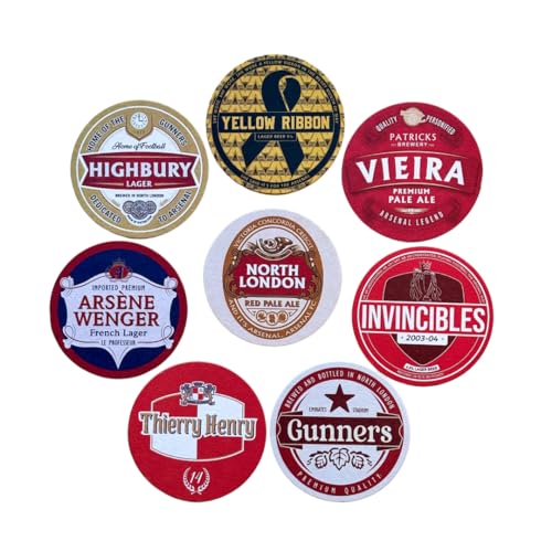 Arsenal Football Beer Mat Coasters - Perfect for a Gift or Present for Any Arsenal Fan (8-Pack)