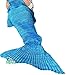Hughapy Christmas Soft Mermaid Tail Blanket Handmade Living Room Sleeping Blanket for Kids Adult (Blue,Adult)