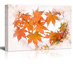 Canvas Print Landscape Wall Art - Red Maple Tree in Autumn - Gallery Wrap Modern Home Art | Ready to Hang -12x18 inches