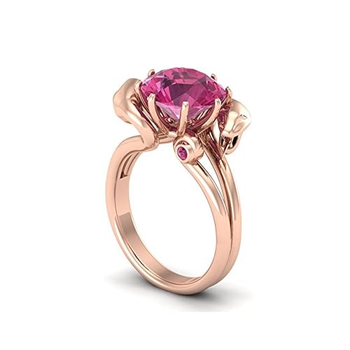 Mejor compromiso anillos de bodas en 2,50 CT rosa Zirconia cúbico corte redondo cristal