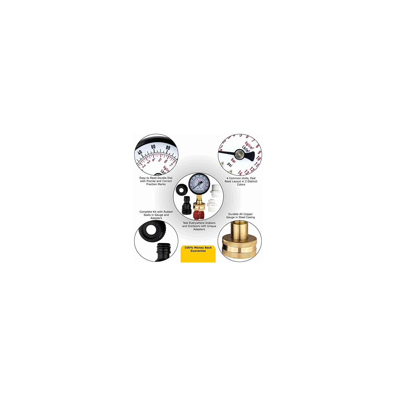 Flow Doctor Water Pressure Glycerin Filled Gauge Kit, All Purpose, 6