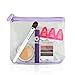Squeeze Pod TSA Approved Clear Toiletry Bag, 3-1-1 TSA Compliant Quart Size Carry On Bag for Travel Size Liquids, Toiletries & Cosmetics - Durable PVC Plastic, Heavy Duty Zipper, Purple Trim (CTBPUR)