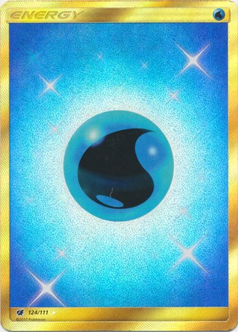 Pokemon Water Energy 124/111 Secret Rare Sun & Moon: Crimson Invasion Cards.