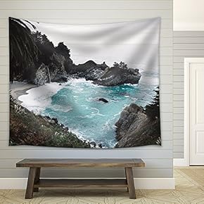 Sea Bay with Rocks,Waves - Fabric Wall Tapestry Home Decor - 51x60 inches