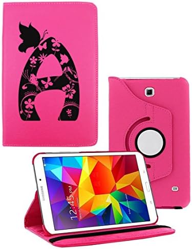 Letter (A) For Samsung Galaxy Tab 4 7.0 Case - Ultra Slim Lightweight Rotating Hot Pink Cover With Stand for Samsung Tab 4 7-Inch Tablet Case (WILL NOT Fit Samsung Galaxy Tab 3 7.0) (Letter (A) Pink)