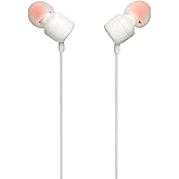JBL Tune 110E - in-Ear Headphones - White | JBL Pure Bass sound, 1-button remote with microphone, Tangle-free flat cable