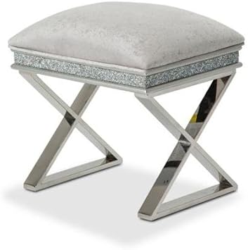 Amazon Com Aico Amini Melrose Plaza Vanity Bench In Dove Grey Furniture Decor