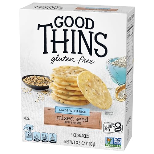 GOOD THINS MIXED SEED RICE SNACKS GLUTEN FREE CRACKERS, SNACK CRACKERS, 3.5 OZ