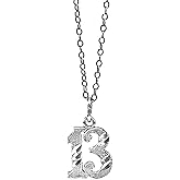 Charm America - Silver Number 13 Pendant Necklace- 925 Sterling Silver- Silver Adjustable Necklace 16"-18"