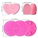 Makeup Brush Cleaning Mat, Esarora Makeup Brush Cleaner Set of 3 Mini Cosmetic Brush Cleaner Mat Portable Washing Tools (Pink)
