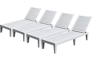 YITAHOME Patio Chaise Lounge Set of 4, Adjustable Outdoor Chaise Lounge with 265lbs Weight Capacity for Backyard, Poolside, Lawn, Waterproof & Easy Assembly (Grayish-White)