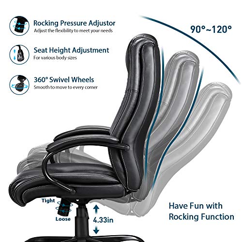 VANSPACE Executive Office Chair High Back, Leather Executive Office Chair Ergonomic Desk Chair with Flip- up Armrest… - Image 2