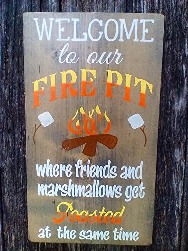 Fire Pit Outdoor Hand Painted Wood Sign